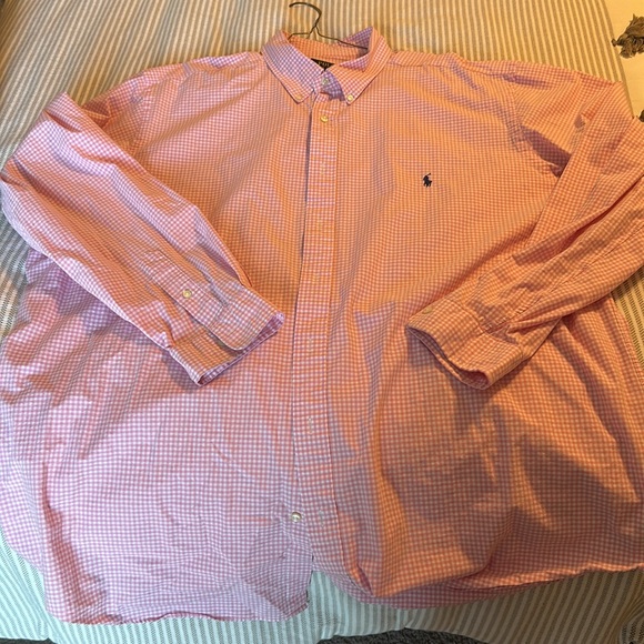 Like New Mens Polo Ralph Lauren Pink Check Gingham Casual Button Down Shirt 3XLT - Picture 2 of 4